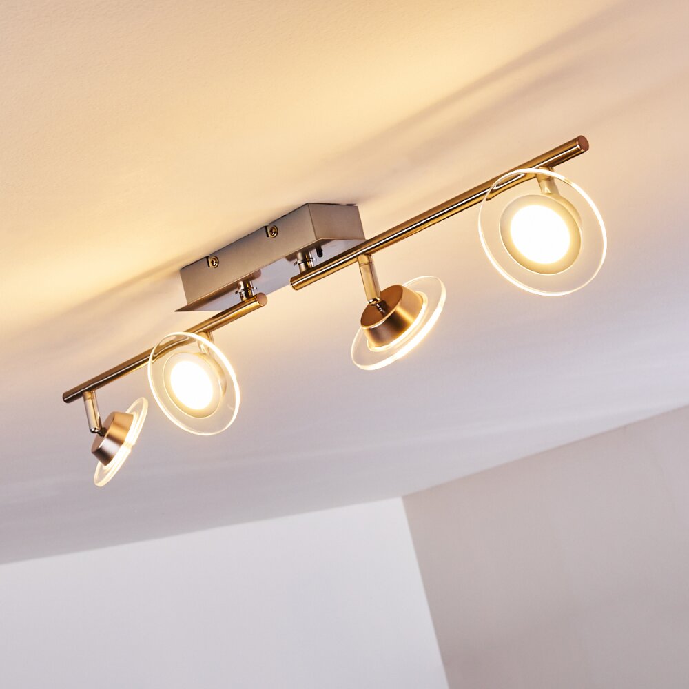 Marsen Deckenleuchte LED Nickel-Matt, 4-flammig, Fernbedienung, Farbwechsler