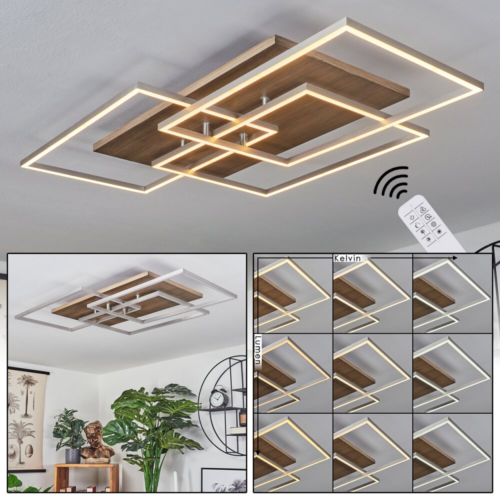 Blandford Deckenleuchte LED Naturfarben, Nickel-Matt, Silber, 3-flammig, Fernbedienung main product photo