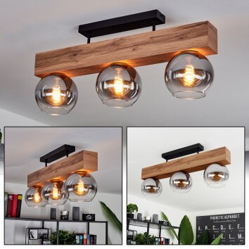 Vouhet Deckenleuchte Braun, Holzoptik, Schwarz, 3-flammig