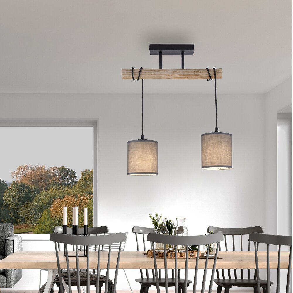 Leuchten Direkt GREEN TRIBU Deckenleuchte Naturfarben, Schwarz, 2-flammig main product photo