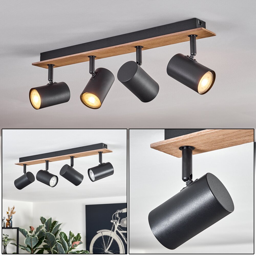 Guardais Deckenleuchte Braun, Holzoptik, Schwarz, 4-flammig main product photo