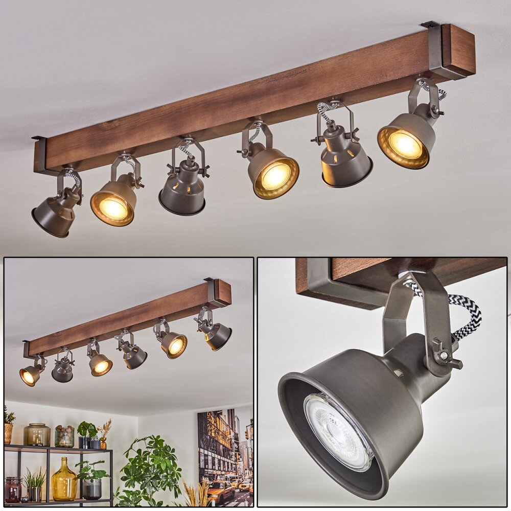 Pehefito Deckenleuchte Dunkelbraun, Grau, 6-flammig main product photo