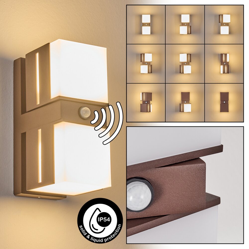 Swanek Außenwandleuchte LED Rostfarben, 2-flammig, Bewegungsmelder main product photo