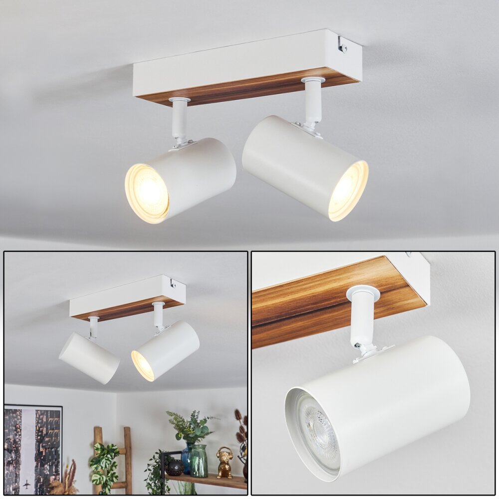 Gesteira Deckenleuchte Holzoptik, Weiß, 2-flammig main product photo