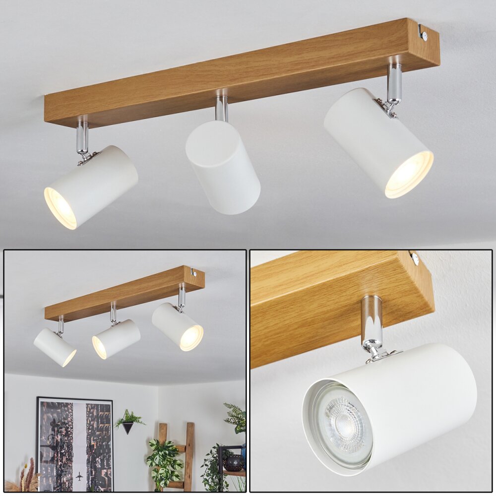 Gesteira Deckenleuchte Chrom, Holzoptik, 3-flammig main product photo