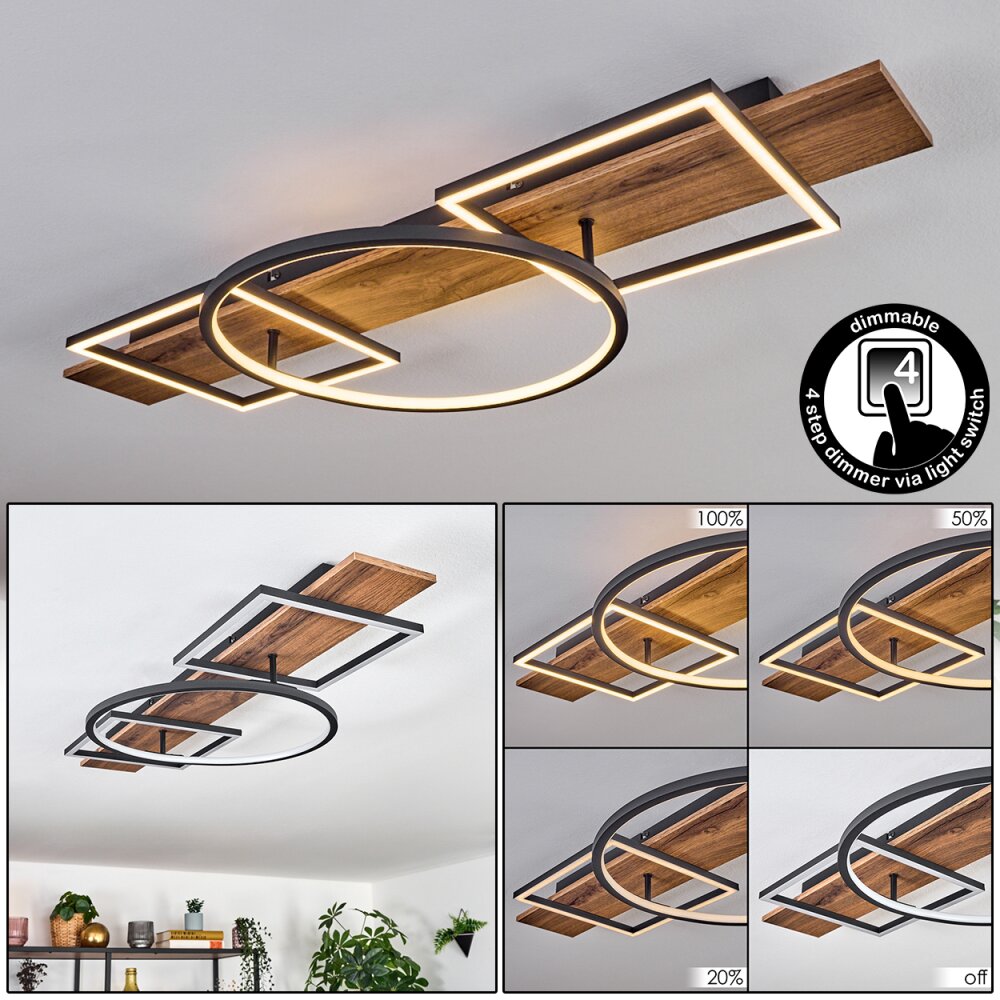 Pompu Deckenleuchte LED Braun, Holzoptik, Schwarz, 1-flammig main product photo