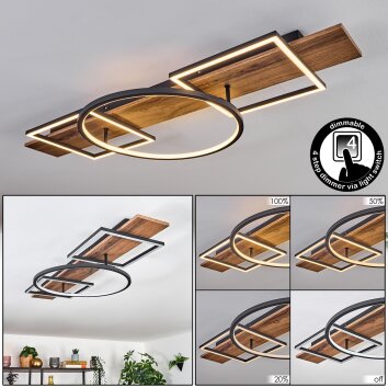 Pompu Deckenleuchte LED Braun, Holzoptik, Schwarz, 1-flammig