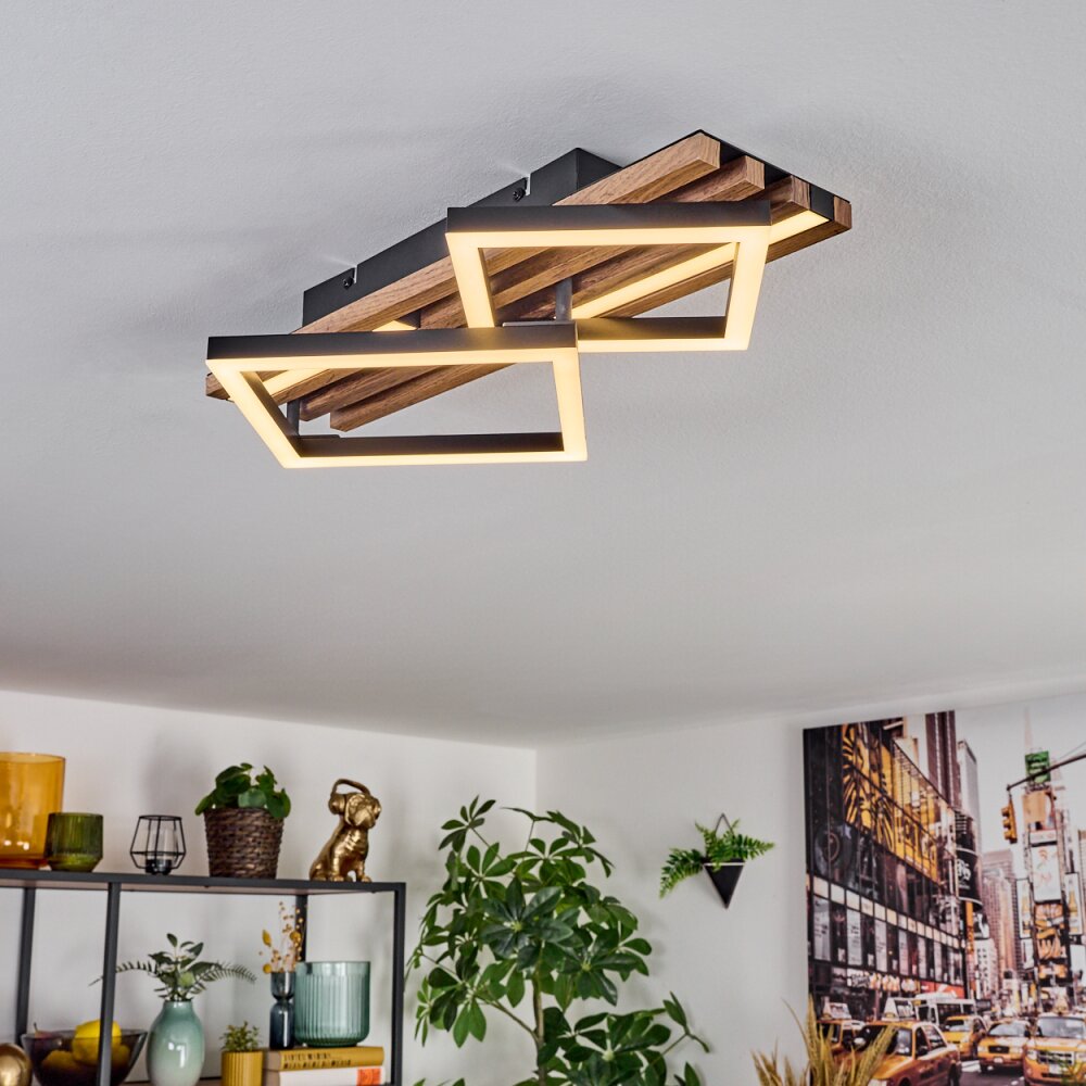 Ellekilde Deckenleuchte LED Braun, Holzoptik, Schwarz, 2-flammig