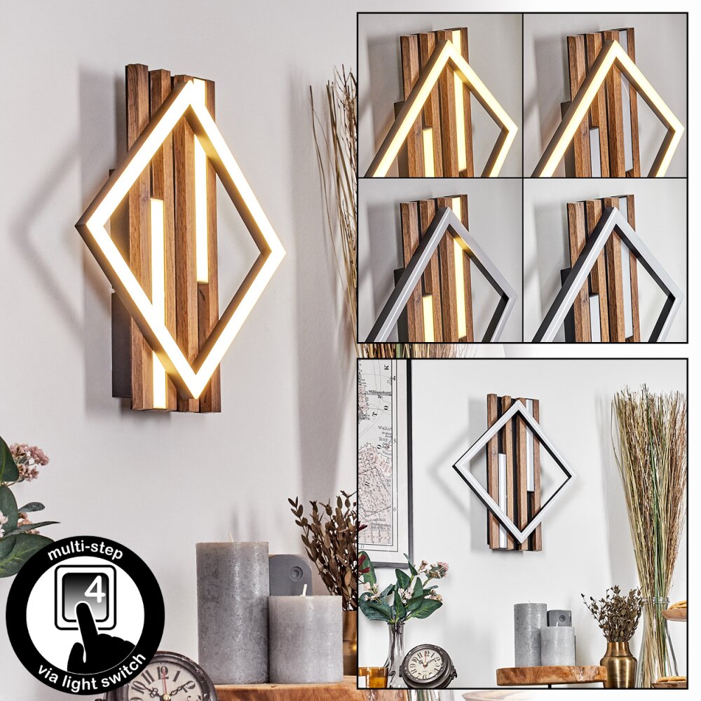Ellekilde Wandleuchte LED Braun, Holzoptik, Schwarz, 1-flammig main product photo