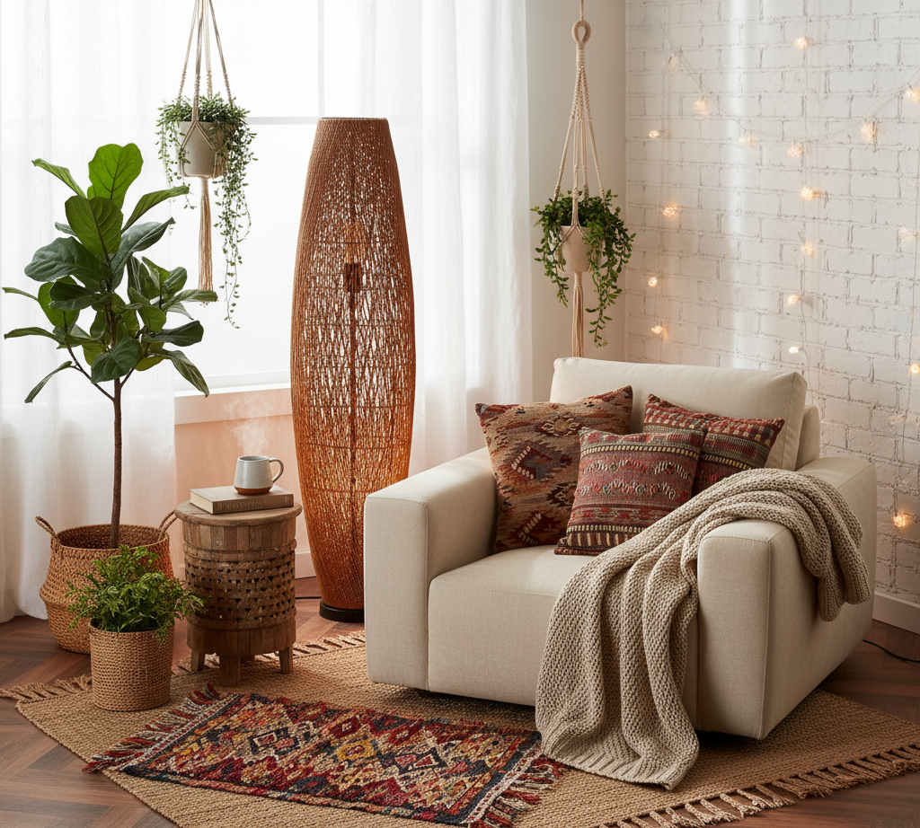Leseecke im Boho-Stil