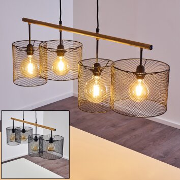 Manose Pendelleuchte Holz dunkel, Schwarz, 4-flammig Manose Pendelleuchte Holz dunkel, Schwarz, 4-flammig