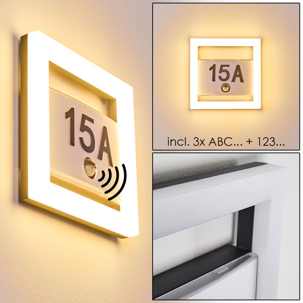 Louisville Hausnummernleuchte LED Grau, 1-flammig, Bewegungsmelder main product photo