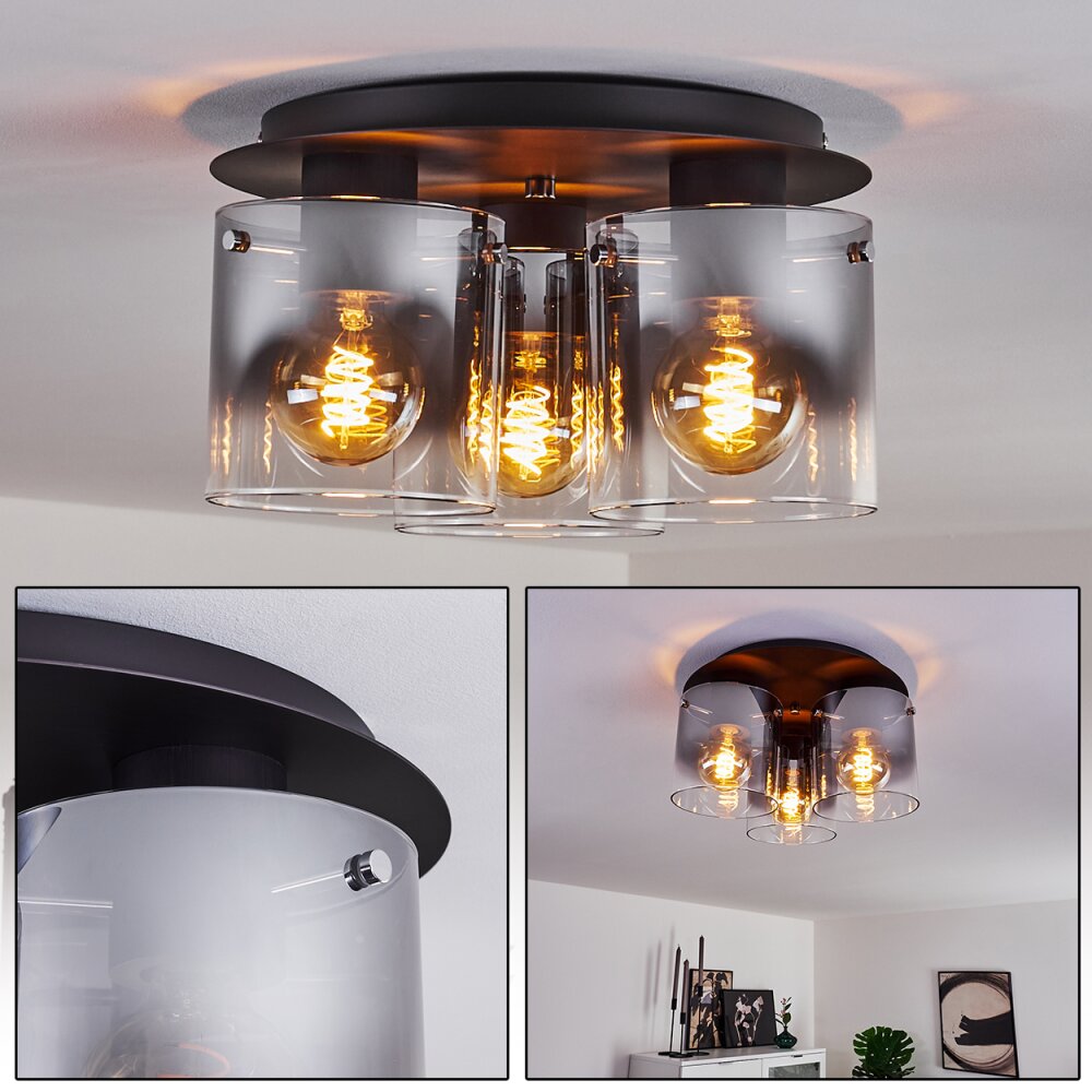 Wichita Deckenleuchte Rauchfarben, Schwarz, 3-flammig main product photo