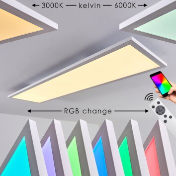 Salmi Deckenpanel LED Weiß, 1-flammig, Fernbedienung, Farbwechsler