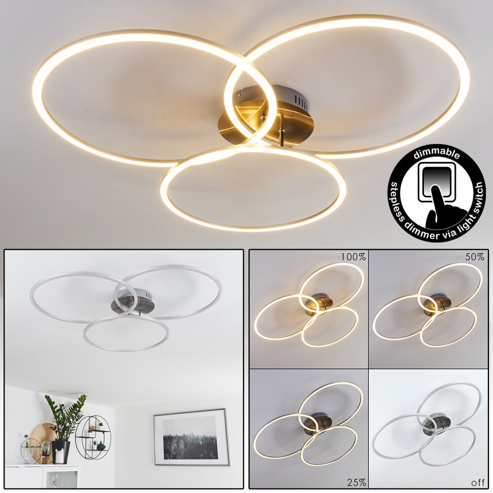 Johsa Deckenleuchte LED Nickel-Matt, Silber, 3-flammig main product photo