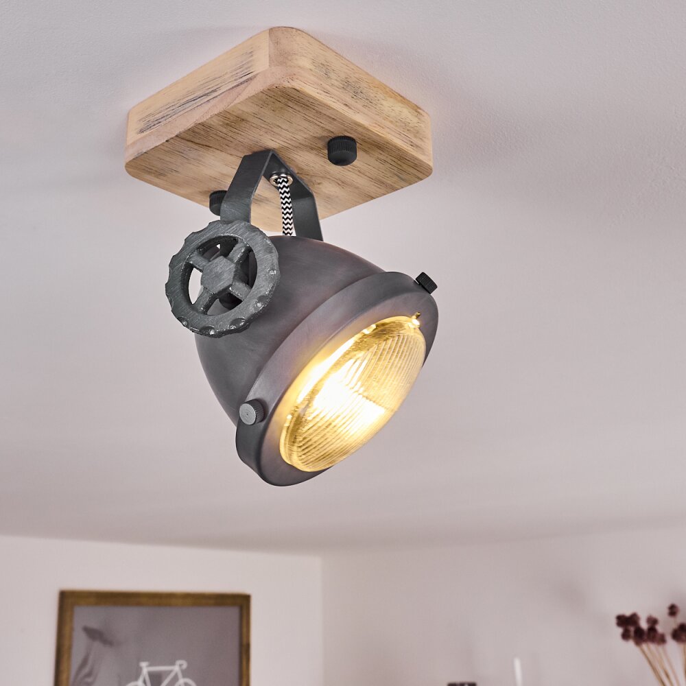 Herford Deckenleuchte Grau, Holz hell, 1-flammig main product photo