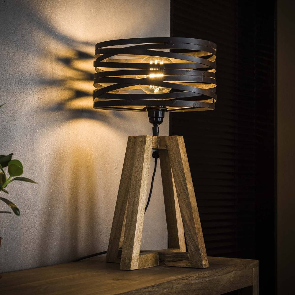 BEILEN Tischleuchte Holz dunkel, 1-flammig main product photo