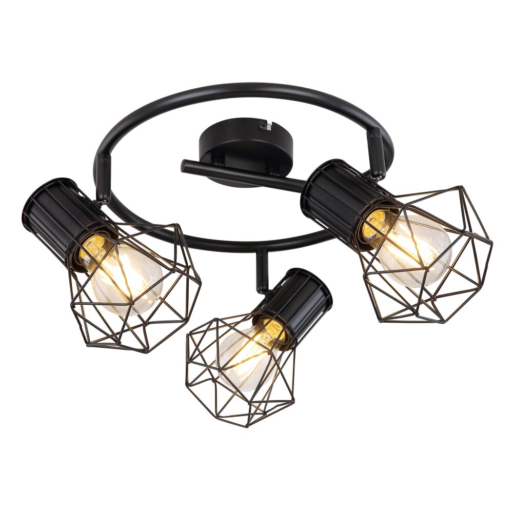 Globo PRISKA Strahler Schwarz, 3-flammig main product photo