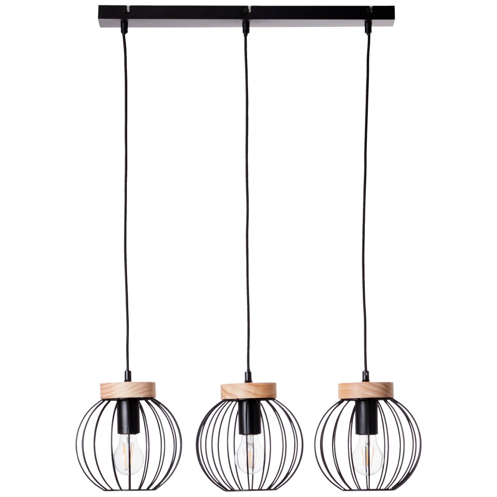 Brilliant SORANA Pendelleuchte Holz dunkel, Schwarz, 3-flammig main product photo