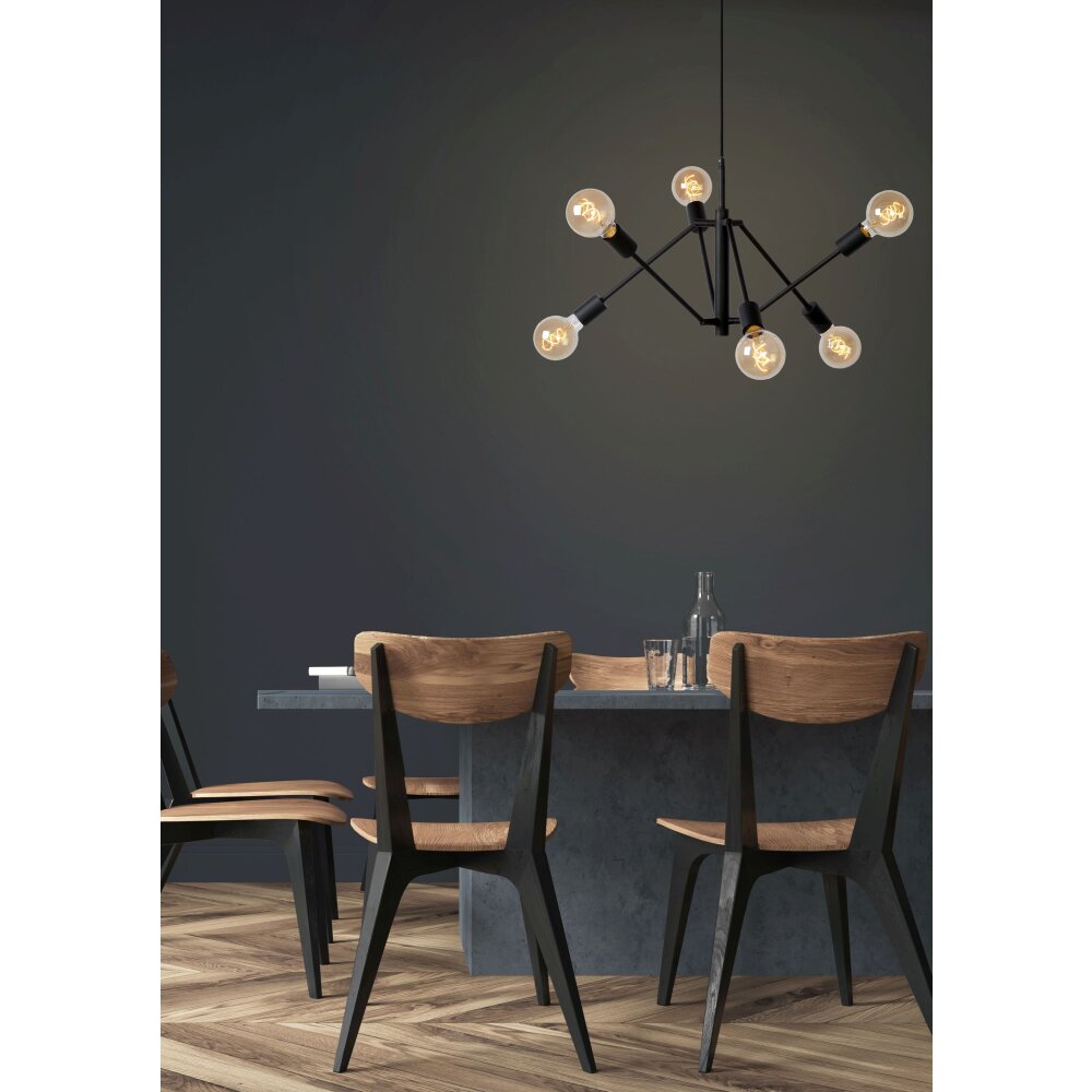 Lucide LESTER Pendelleuchte Schwarz, 6-flammig main product photo