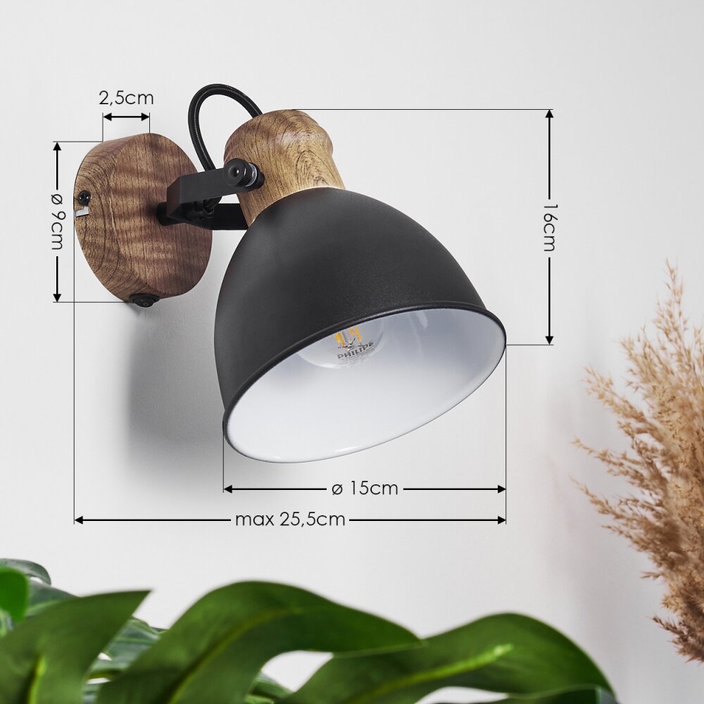 Banjul Wandleuchte Schwarz, 1-flammig