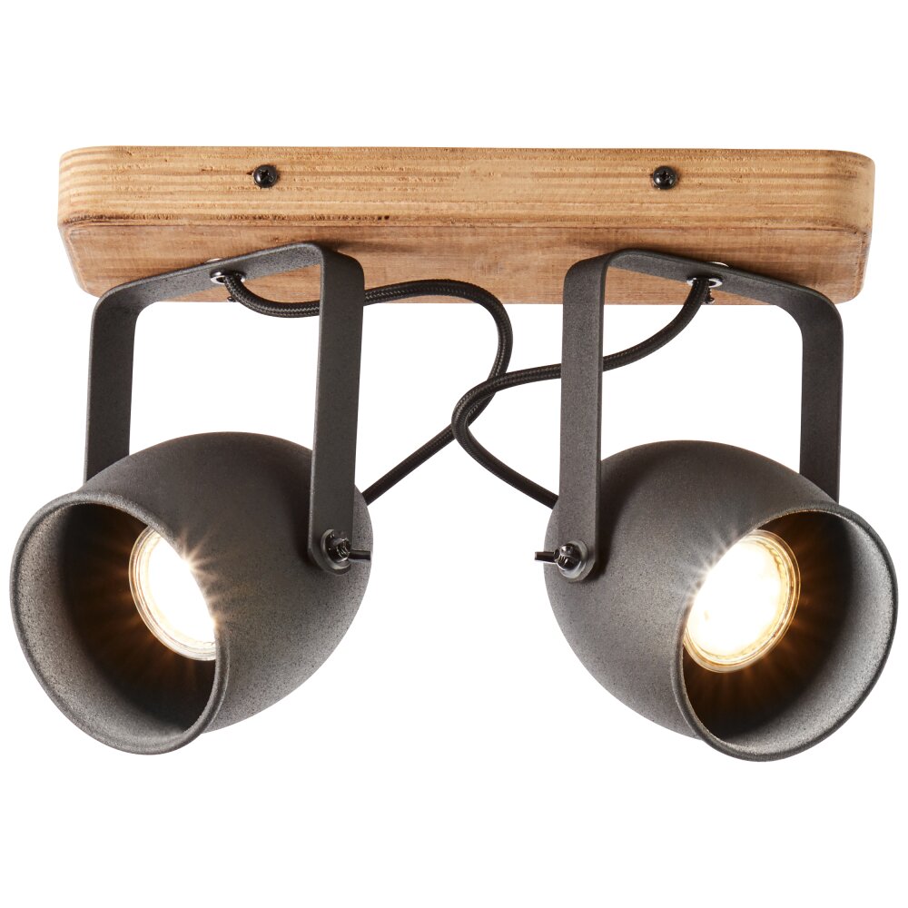 Brilliant CROWTON Deckenleuchte Holz dunkel, Schwarz, 2-flammig main product photo