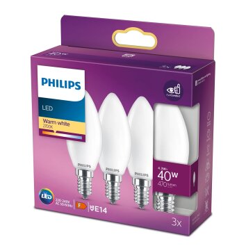 Philips 3er Set LED E14 4,3 Watt 2700 Kelvin 470 Lumen