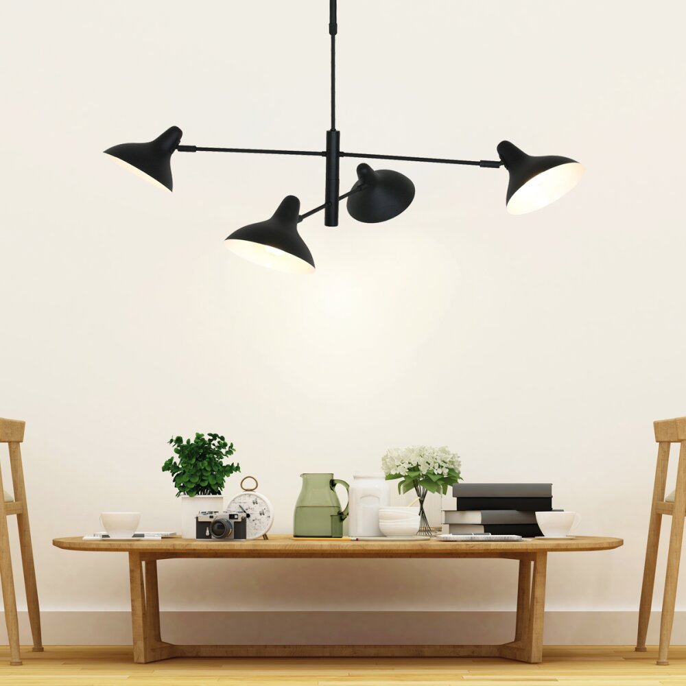 Steinhauer Kasket Pendelleuchte Schwarz, Weiß, 4-flammig main product photo