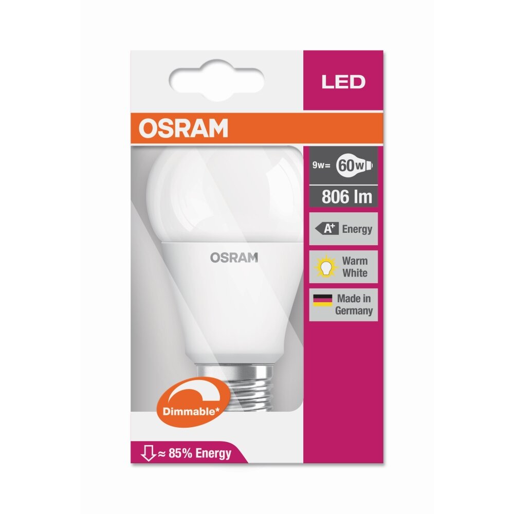 Osram LED E27 9 Watt 2700 Kelvin 806 Lumen main product photo