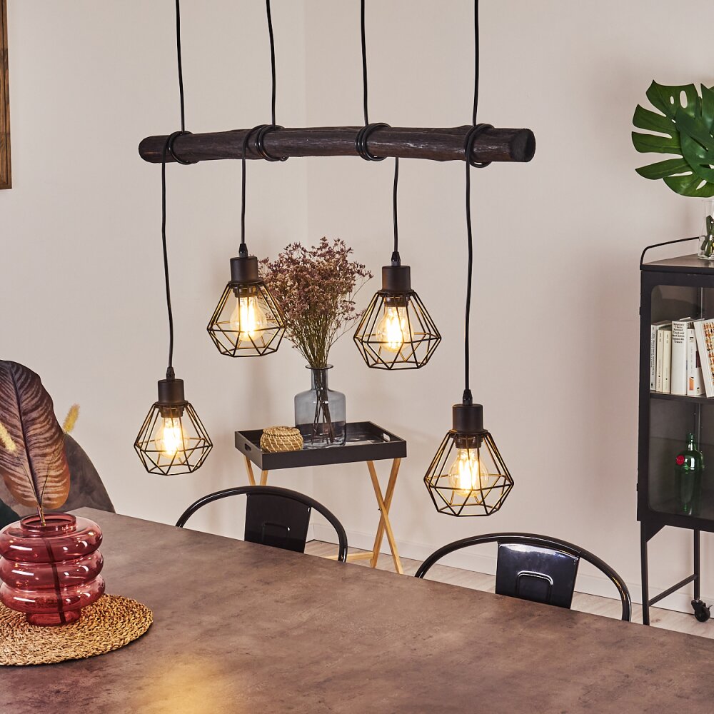 Cool Spring Pendelleuchte Holz dunkel, Schwarz, 4-flammig main product photo