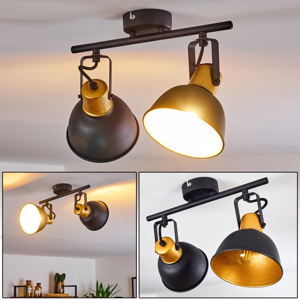 Borik Deckenleuchte Schwarz-Gold, 2-flammig main product photo