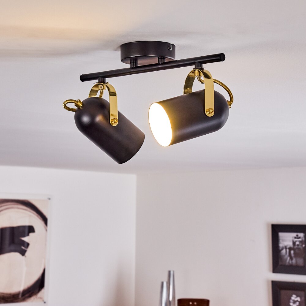 Rialey Deckenleuchte Messing, Schwarz, 2-flammig main product photo