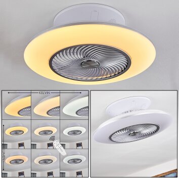 Nagoya Deckenventilator LED Weiß, 1-flammig, Fernbedienung