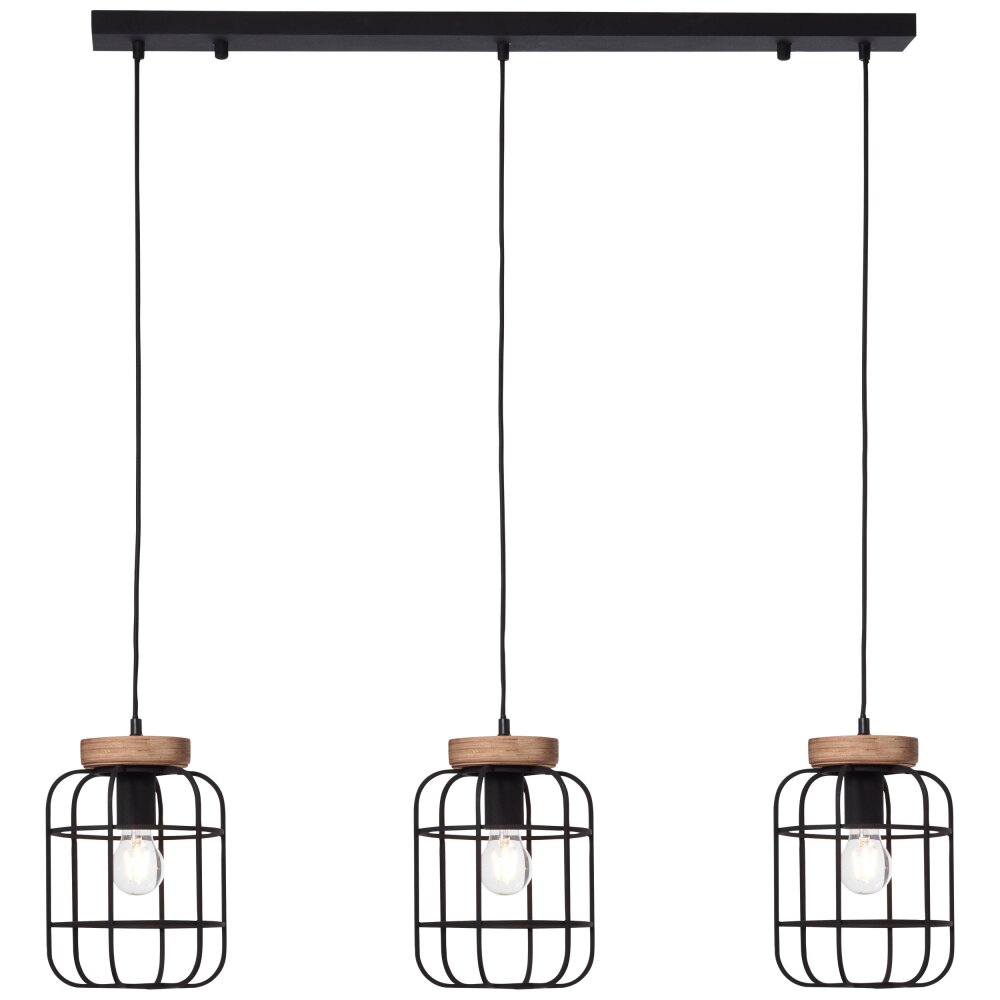 Brilliant Gwen Pendelleuchte Holz hell, Schwarz, 3-flammig main product photo