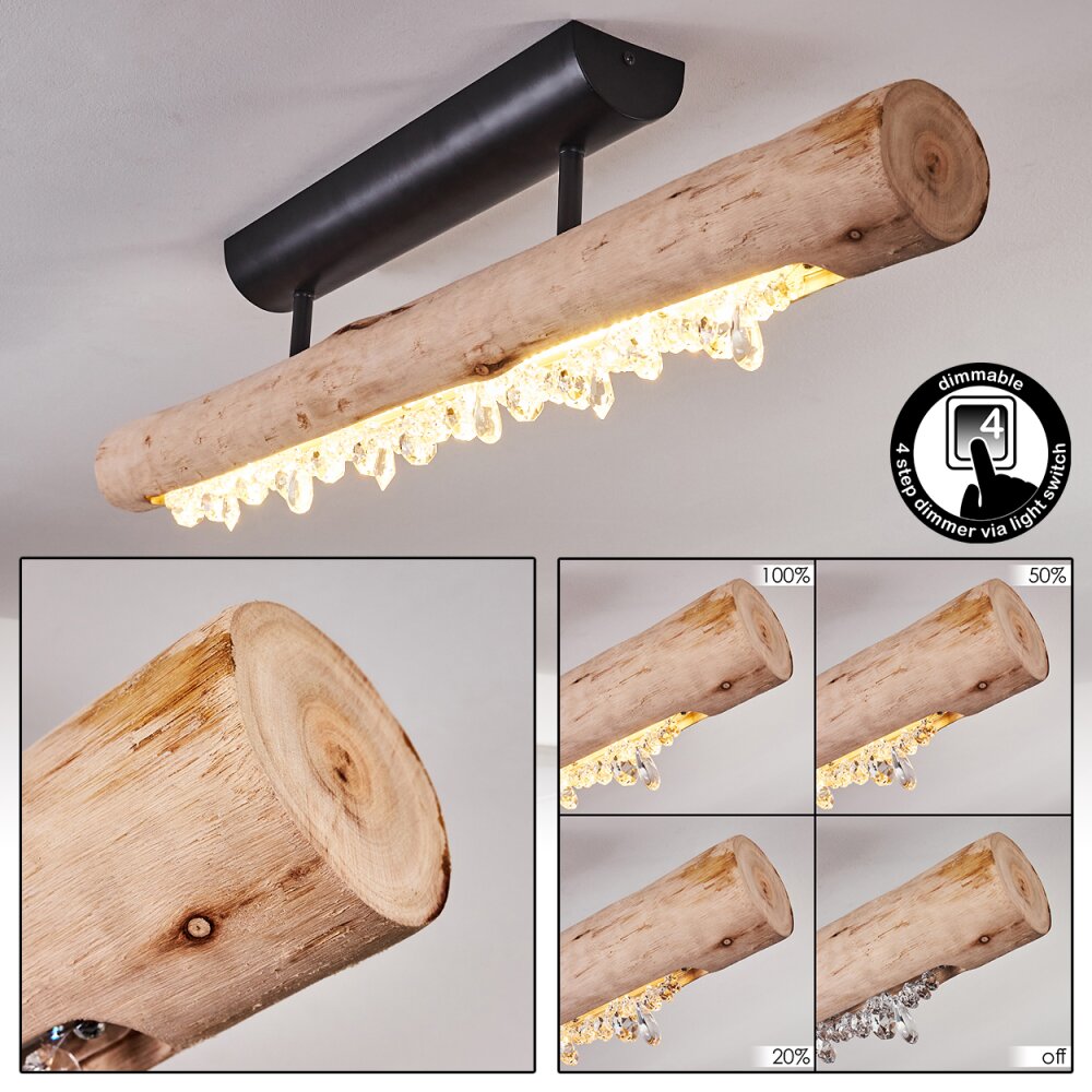 Rodeche Deckenleuchte LED Holz hell, Schwarz, 1-flammig main product photo