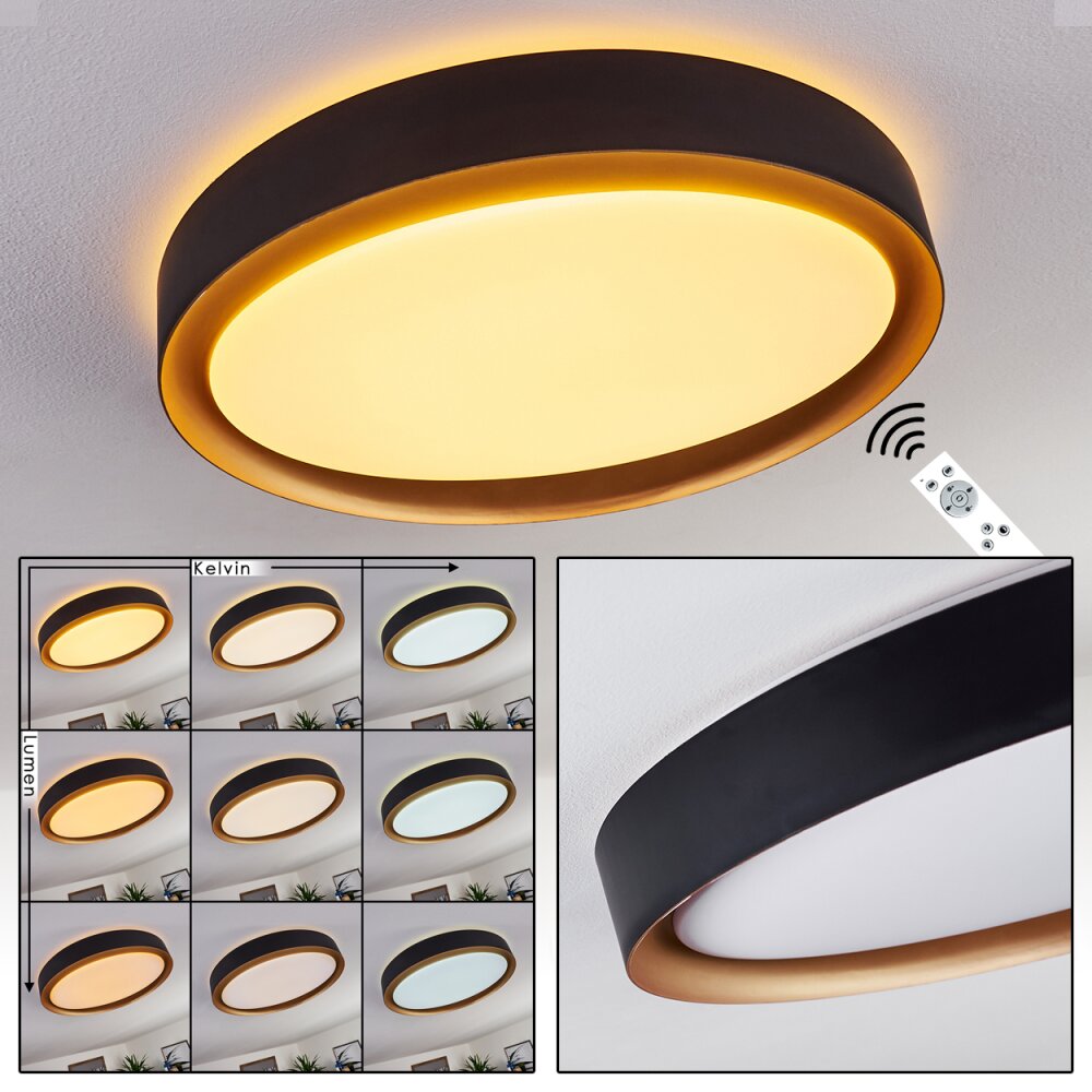 Beade Deckenleuchte LED Gold, Schwarz, 1-flammig, Fernbedienung main product photo