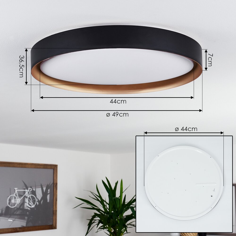Beade Deckenleuchte LED Gold, Schwarz, 1-flammig, Fernbedienung