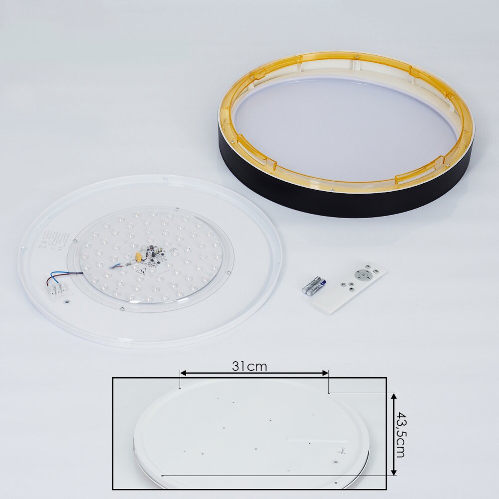Beade Deckenleuchte LED Gold, Schwarz, 1-flammig, Fernbedienung