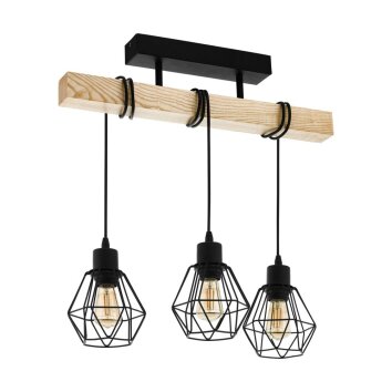 EGLO TOWNSHEND Deckenleuchte Braun, Holz hell, Schwarz, 3-flammig