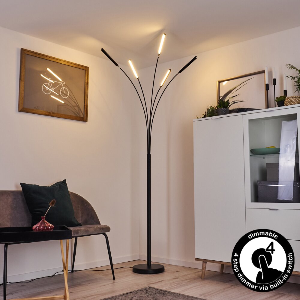 Totara Stehleuchte LED Schwarz, 5-flammig main product photo