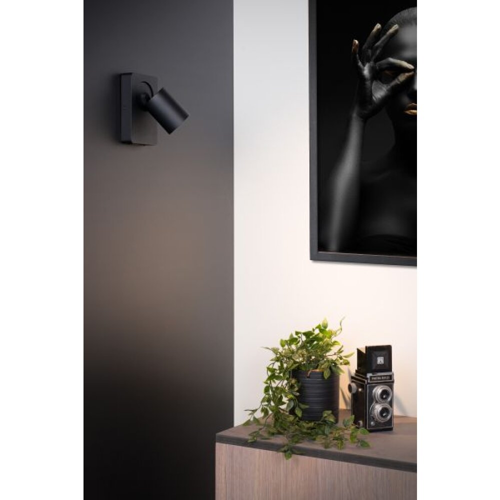 Lucide NIGEL Wandleuchte LED Schwarz, 1-flammig main product photo