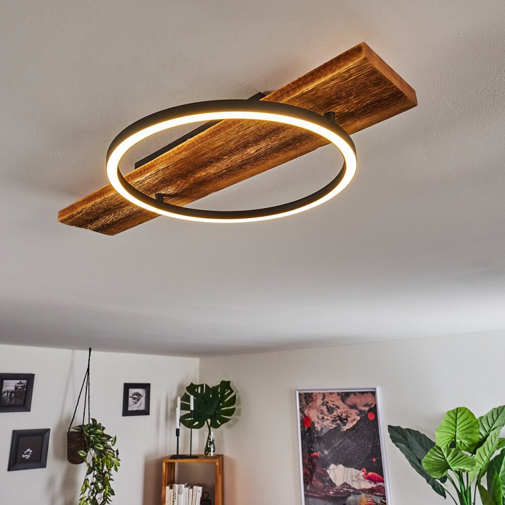 Pompu Deckenleuchte LED Holz dunkel, Schwarz, 1-flammig main product photo
