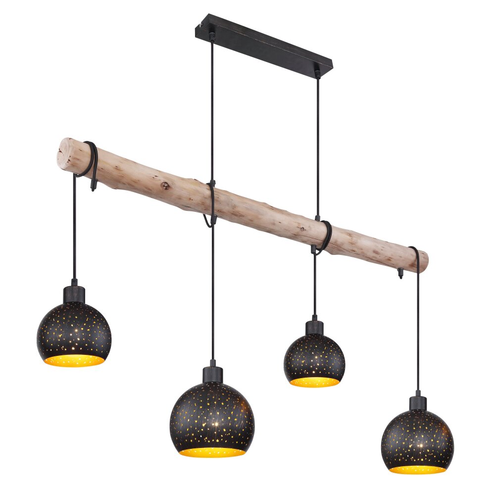 Globo ADAJA Hängeleuchte Holz hell, Schwarz, 4-flammig main product photo