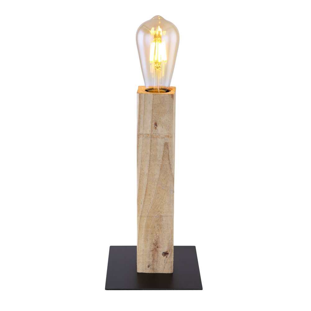 Globo ADALIE Tischleuchte Holz hell, Schwarz, 1-flammig