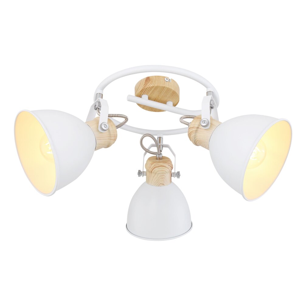 Globo WIHO Strahler Holz dunkel, Weiß, 3-flammig main product photo