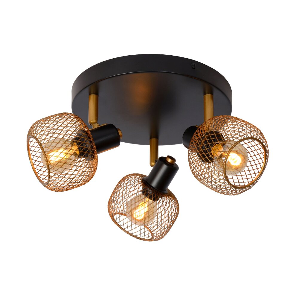 Lucide MAREN Deckenleuchte Gold, Messing, Schwarz, 3-flammig main product photo