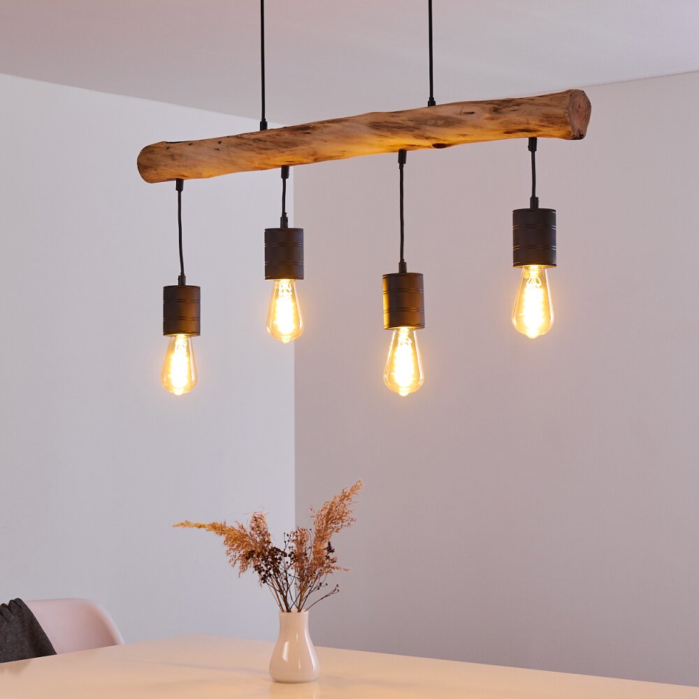 Ajaccio Pendelleuchte Holz dunkel, Schwarz, 4-flammig