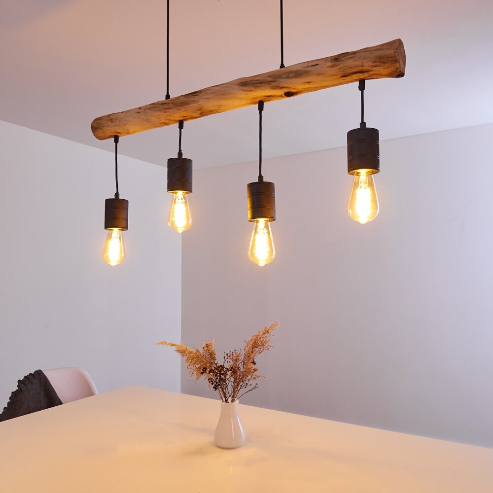 Ajaccio Pendelleuchte Holz dunkel, Schwarz, 4-flammig