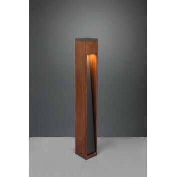 Trio Leuchten Canning Wegeleuchte Holz dunkel, Nickel-Matt, 1-flammig Trio Leuchten Canning Wegeleuchte Holz dunkel, Nickel-Matt, 1-flammig