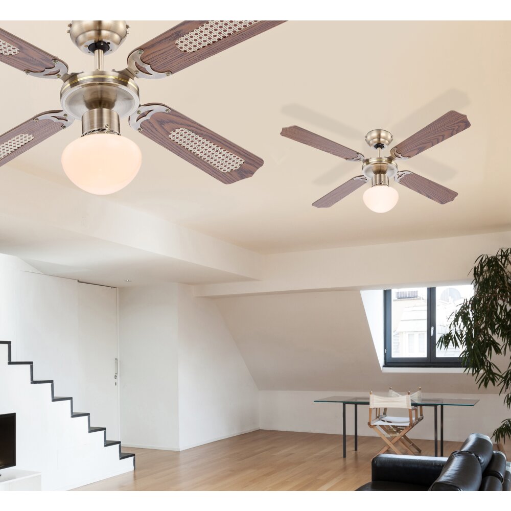 Globo CHAMPION Deckenventilator Altmessing, Holz dunkel, 1-flammig main product photo